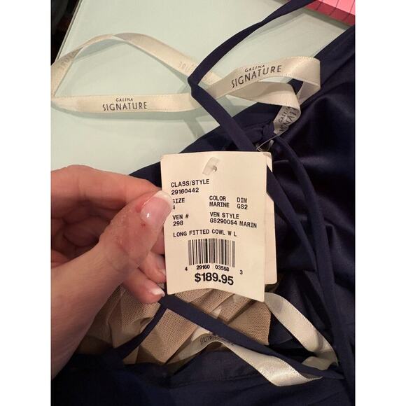 Galina Signature Navy Blue Formal Gown Crisscross back Size 4 NEW MSRP $189 - Picture 12 of 16